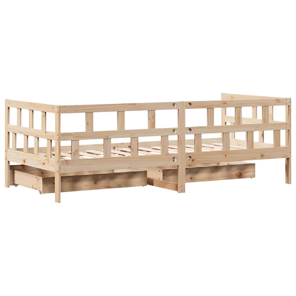 Dormeuse con Cassetti 90x190 cm in Legno Massello Pino
