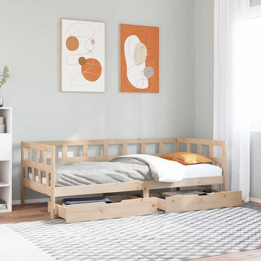 Dormeuse con Cassetti 90x190 cm in Legno Massello Pino