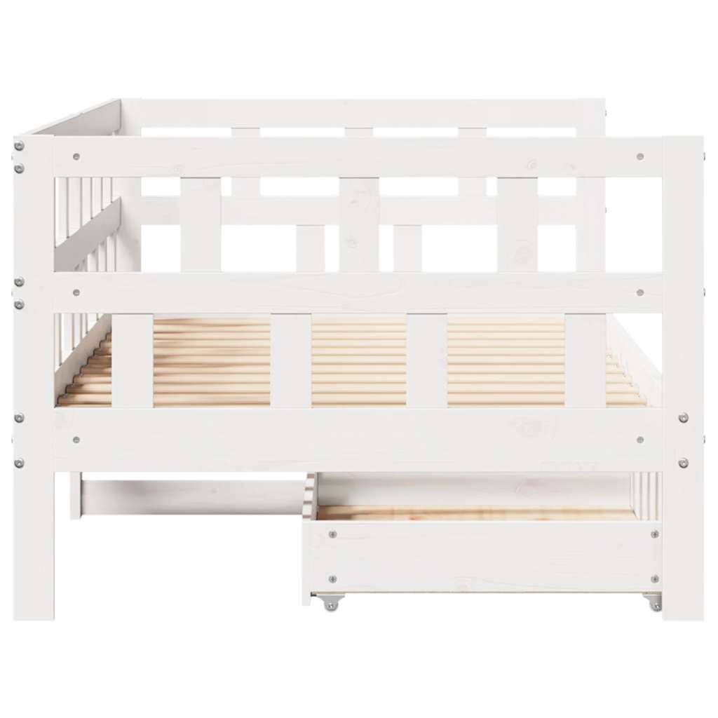 Dormeuse con Cassetti Bianco 90x190 cm Legno Massello di Pino | homemem39