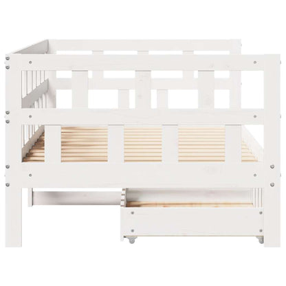 Dormeuse con Cassetti Bianco 90x190 cm Legno Massello di Pino | homemem39