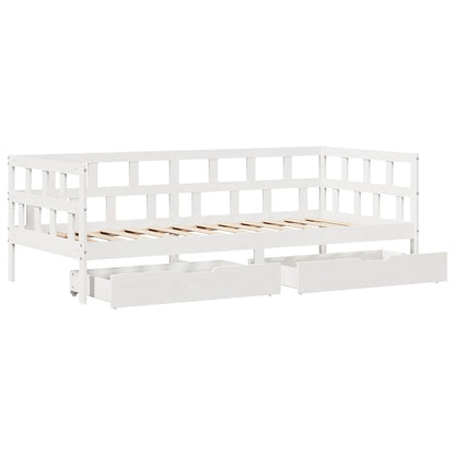 Dormeuse con Cassetti Bianco 90x190 cm Legno Massello di Pino | homemem39