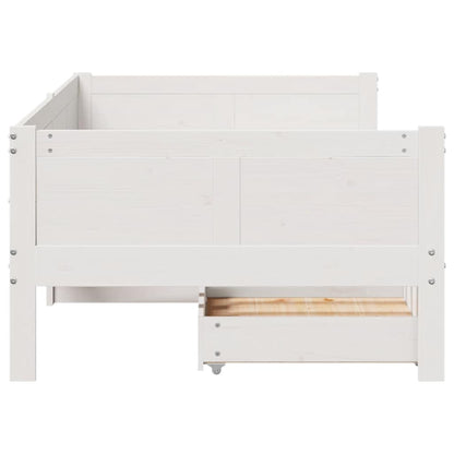 Dormeuse con Cassetti Bianco 90x190 cm Legno Massello di Pino - homemem39