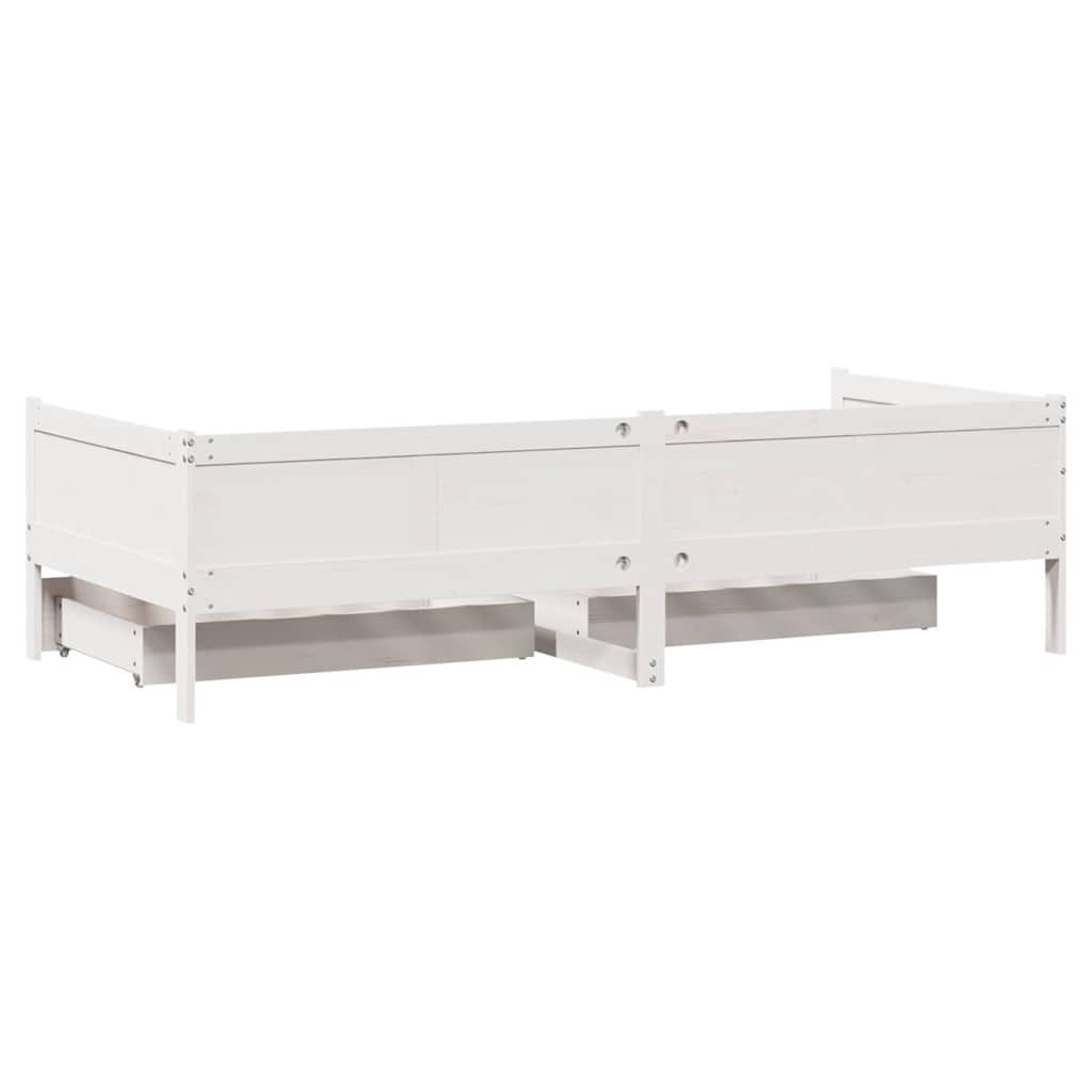 Dormeuse con Cassetti Bianco 90x190 cm Legno Massello di Pino - homemem39