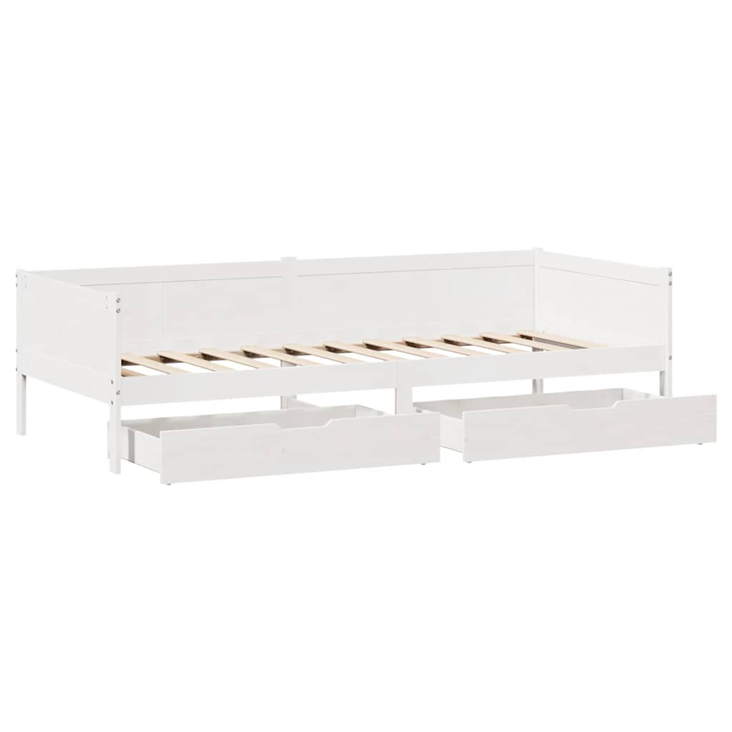 Dormeuse con Cassetti Bianco 90x190 cm Legno Massello di Pino - homemem39