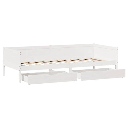 Dormeuse con Cassetti Bianco 90x190 cm Legno Massello di Pino - homemem39