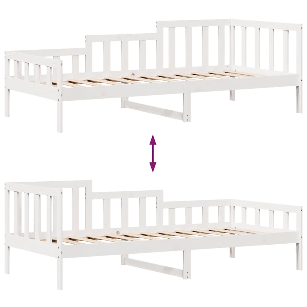 Dormeuse con Cassetti Bianca 80x200 cm Legno Massello di Pino | homemem39