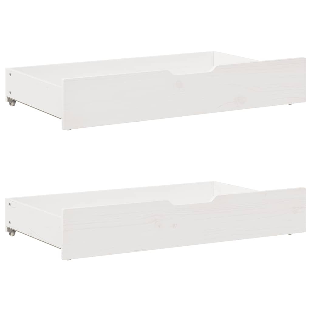 Dormeuse con Cassetti Bianco 90x200 cm Legno Massello di Pino