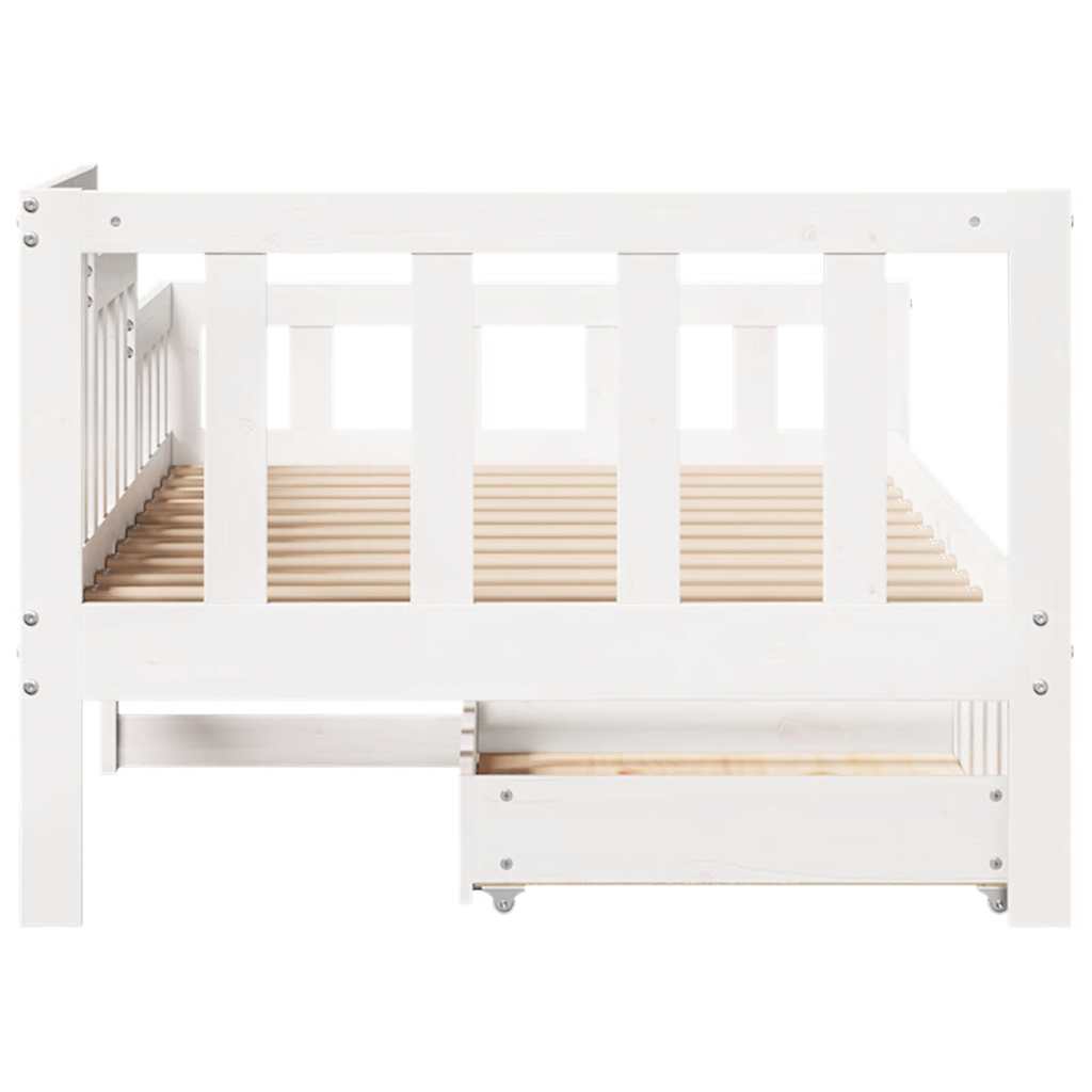Dormeuse con Cassetti Bianco 90x200 cm Legno Massello di Pino | homemem39
