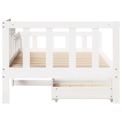 Dormeuse con Cassetti Bianco 90x200 cm Legno Massello di Pino | homemem39