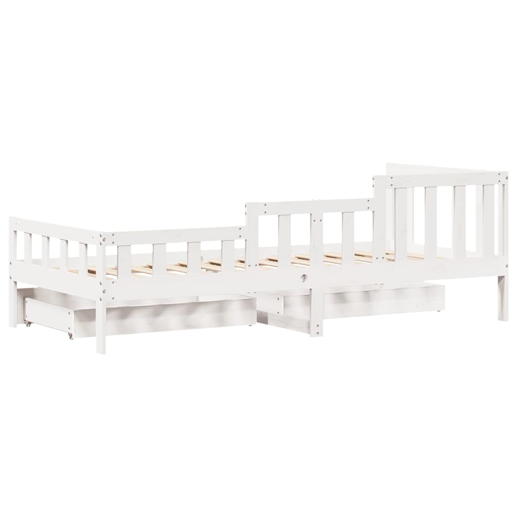 Dormeuse con Cassetti Bianco 90x200 cm Legno Massello di Pino | homemem39