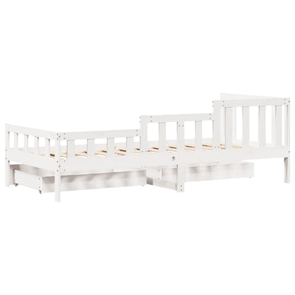 Dormeuse con Cassetti Bianco 90x200 cm Legno Massello di Pino | homemem39