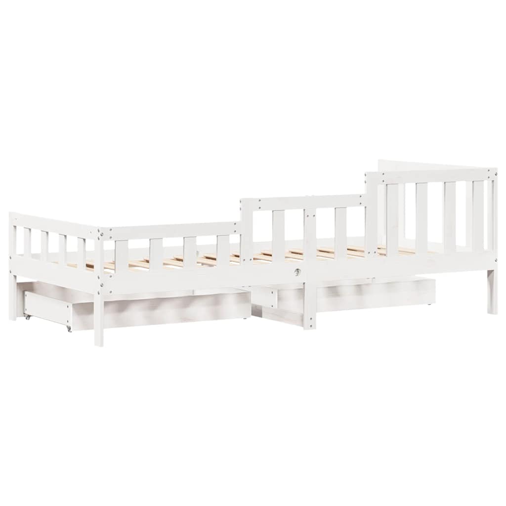 Dormeuse con Cassetti Bianco 90x200 cm Legno Massello di Pino | homemem39
