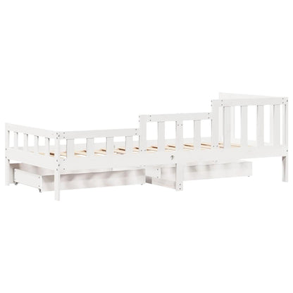 Dormeuse con Cassetti Bianco 90x200 cm Legno Massello di Pino | homemem39