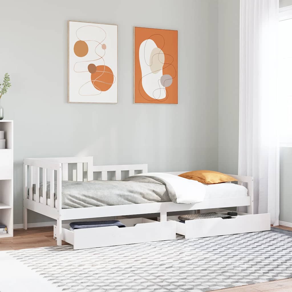 Dormeuse con Cassetti 90x190 cm in Legno Massello Pino