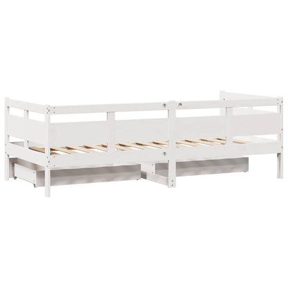 Dormeuse con Cassetti Bianco 90x200 cm Legno Massello di Pino | homemem39