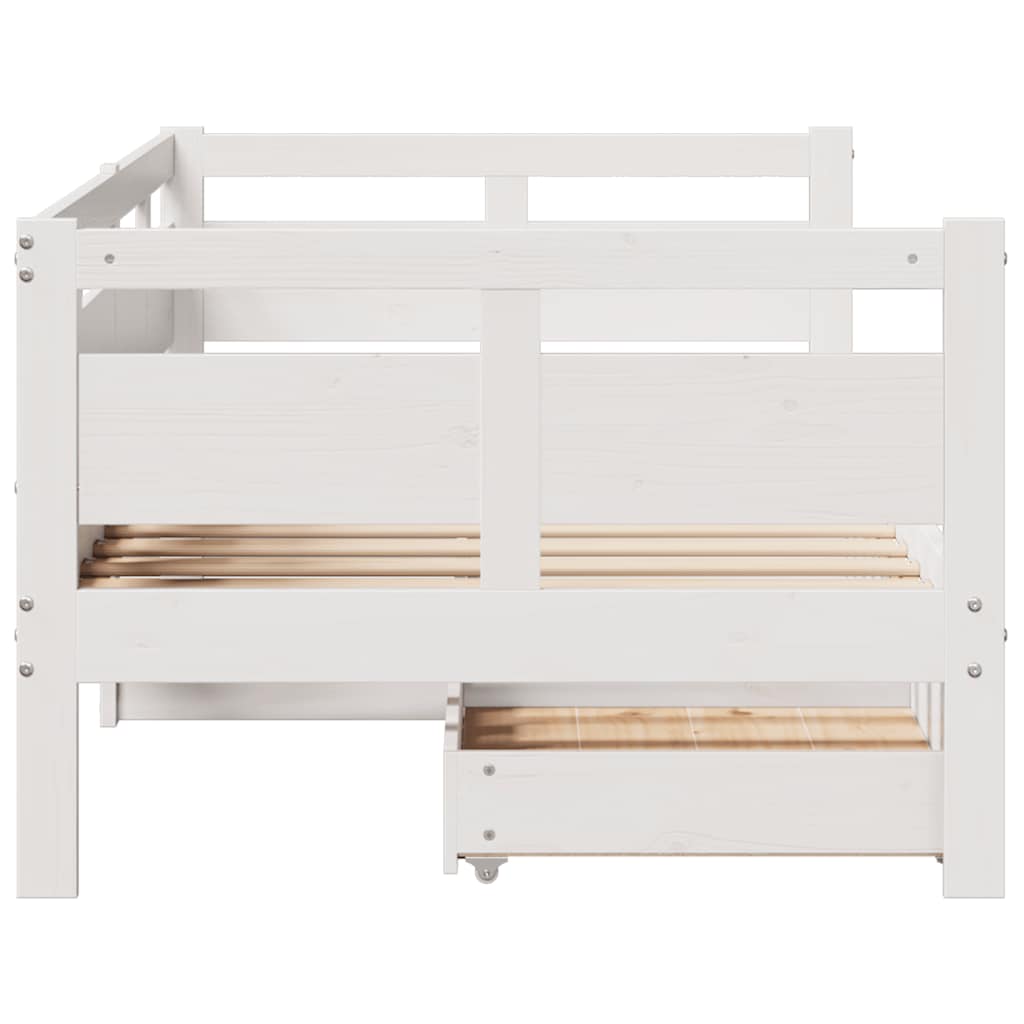 Dormeuse con Cassetti Bianco 90x190 cm Legno Massello di Pino - homemem39