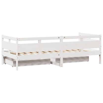 Dormeuse con Cassetti Bianco 90x190 cm Legno Massello di Pino - homemem39