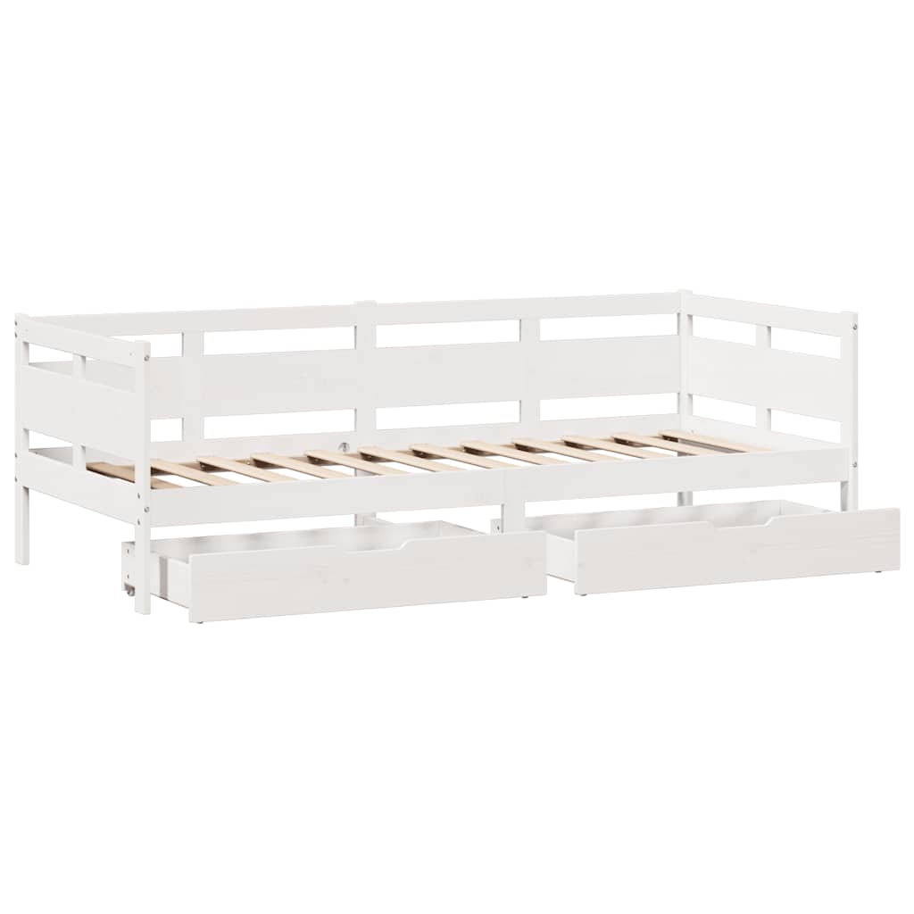 Dormeuse con Cassetti Bianco 90x190 cm Legno Massello di Pino - homemem39