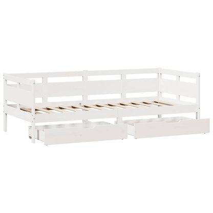 Dormeuse con Cassetti Bianco 90x190 cm Legno Massello di Pino - homemem39