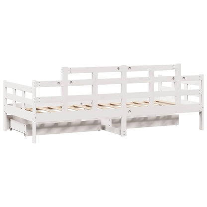 Dormeuse con Cassetti Bianco 90x200 cm Legno Massello di Pino | homemem39