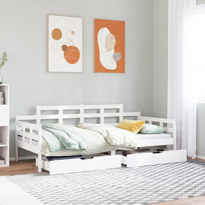 Dormeuse con Cassetti Bianca 80x200 cm Legno Massello di Pino | homemem39