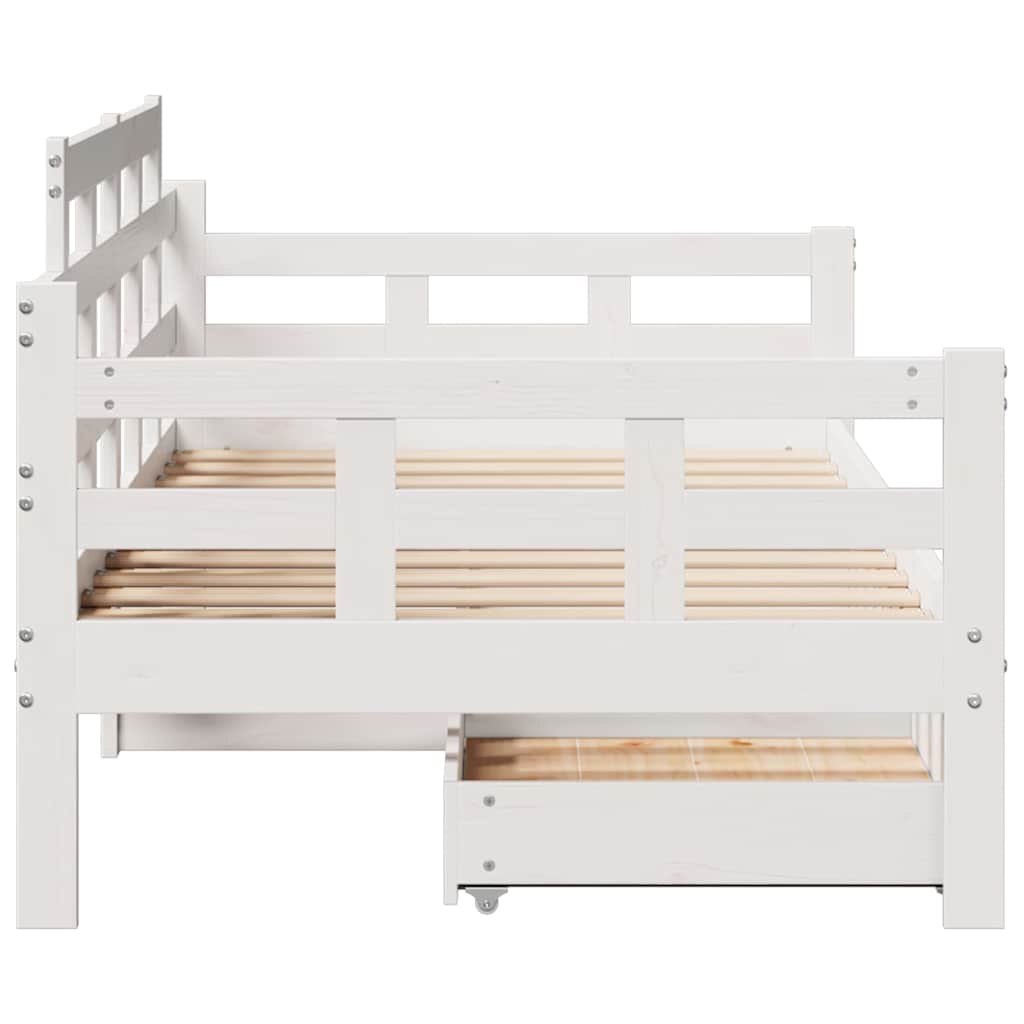 Dormeuse con Cassetti Bianco 90x190 cm Legno Massello di Pino | homemem39