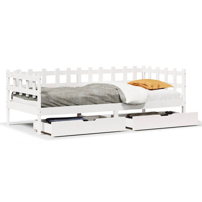 Dormeuse con Cassetti Bianca 80x200 cm Legno Massello di Pino | homemem39