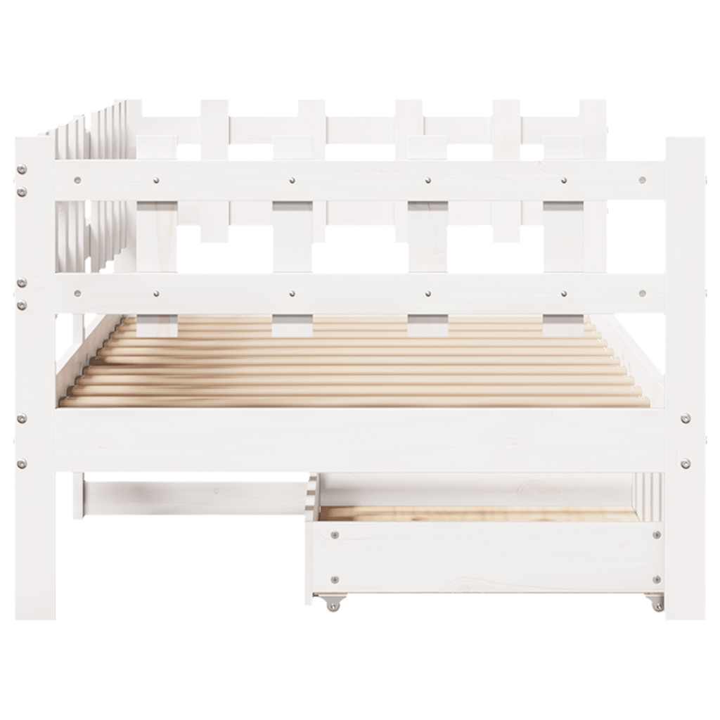 Dormeuse con Cassetti Bianca 80x200 cm Legno Massello di Pino | homemem39