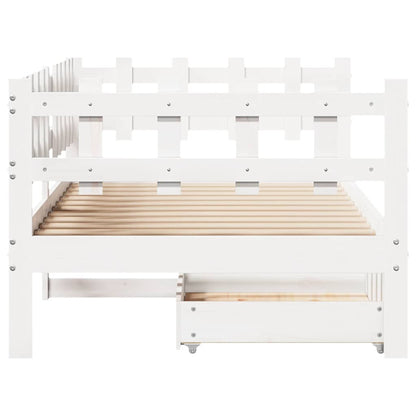 Dormeuse con Cassetti Bianco 90x200 cm Legno Massello di Pino | homemem39