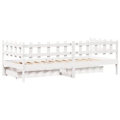 Dormeuse con Cassetti Bianco 90x190 cm Legno Massello di Pino | homemem39