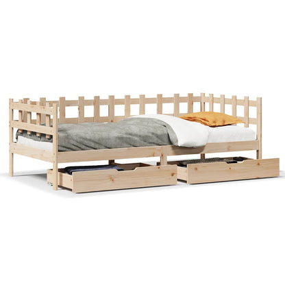 Dormeuse con Cassetti 80x200 cm in Legno Massello di Pino