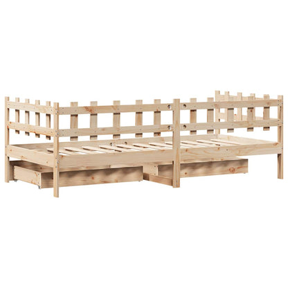 Dormeuse con Cassetti 80x200 cm in Legno Massello di Pino