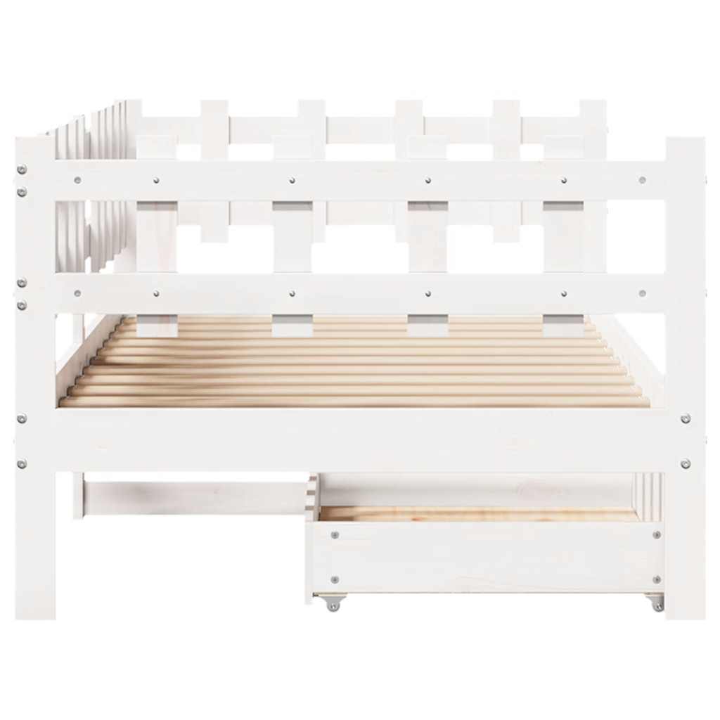 Dormeuse con Cassetti Bianco 90x200 cm Legno Massello di Pino - homemem39