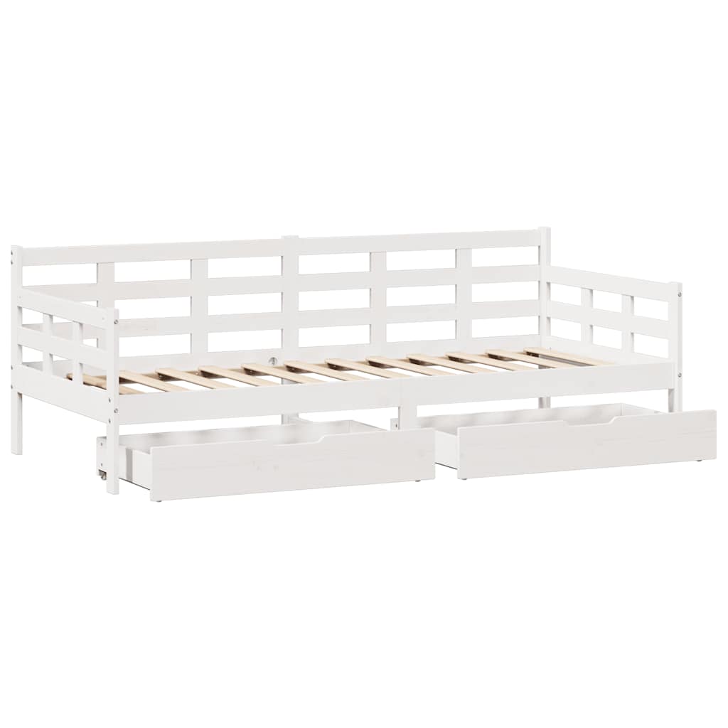 Dormeuse con Cassetti Bianca 80x200 cm Legno Massello di Pino | homemem39