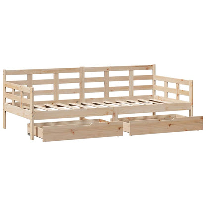 Dormeuse con Cassetti 90x190 cm in Legno Massello Pino