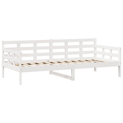 Dormeuse con Cassetti Bianco 90x190 cm Legno Massello di Pino