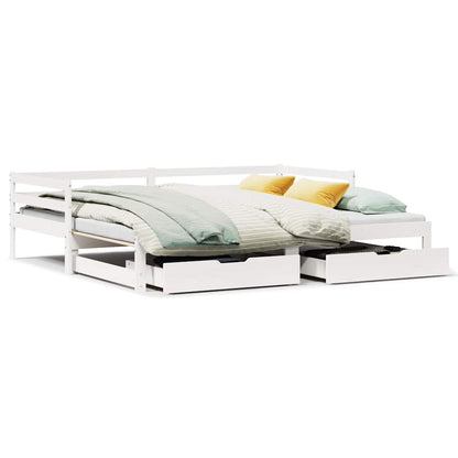 Letto Estraibile con Cassetti senza Materasso Bianco 90x190 cm | homemem39