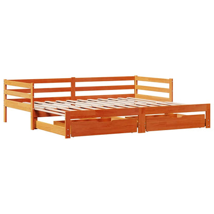 Dormeuse Letto Estraibile e Cassetti Marrone Cera 90x190cm Pino | homemem39