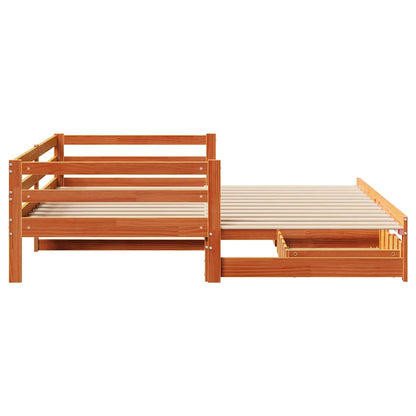 Dormeuse Letto Estraibile e Cassetti Marrone Cera 80x200cm Pino