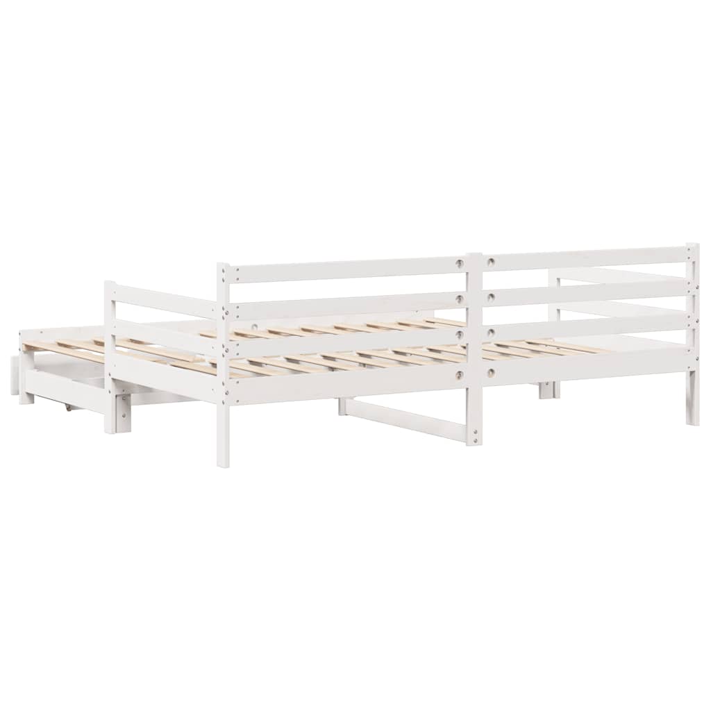 Dormeuse con Cassetti Bianco 90x200 cm Legno Massello di Pino | homemem39