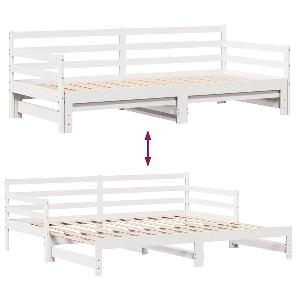 Dormeuse con Cassetti Bianco 90x200 cm Legno Massello di Pino | homemem39