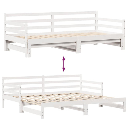 Dormeuse con Cassetti Bianco 90x200 cm Legno Massello di Pino | homemem39