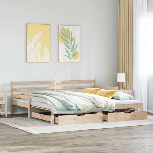 Divano Letto Estraibile con Cassetti senza Materasso 80x200 cm - homemem39