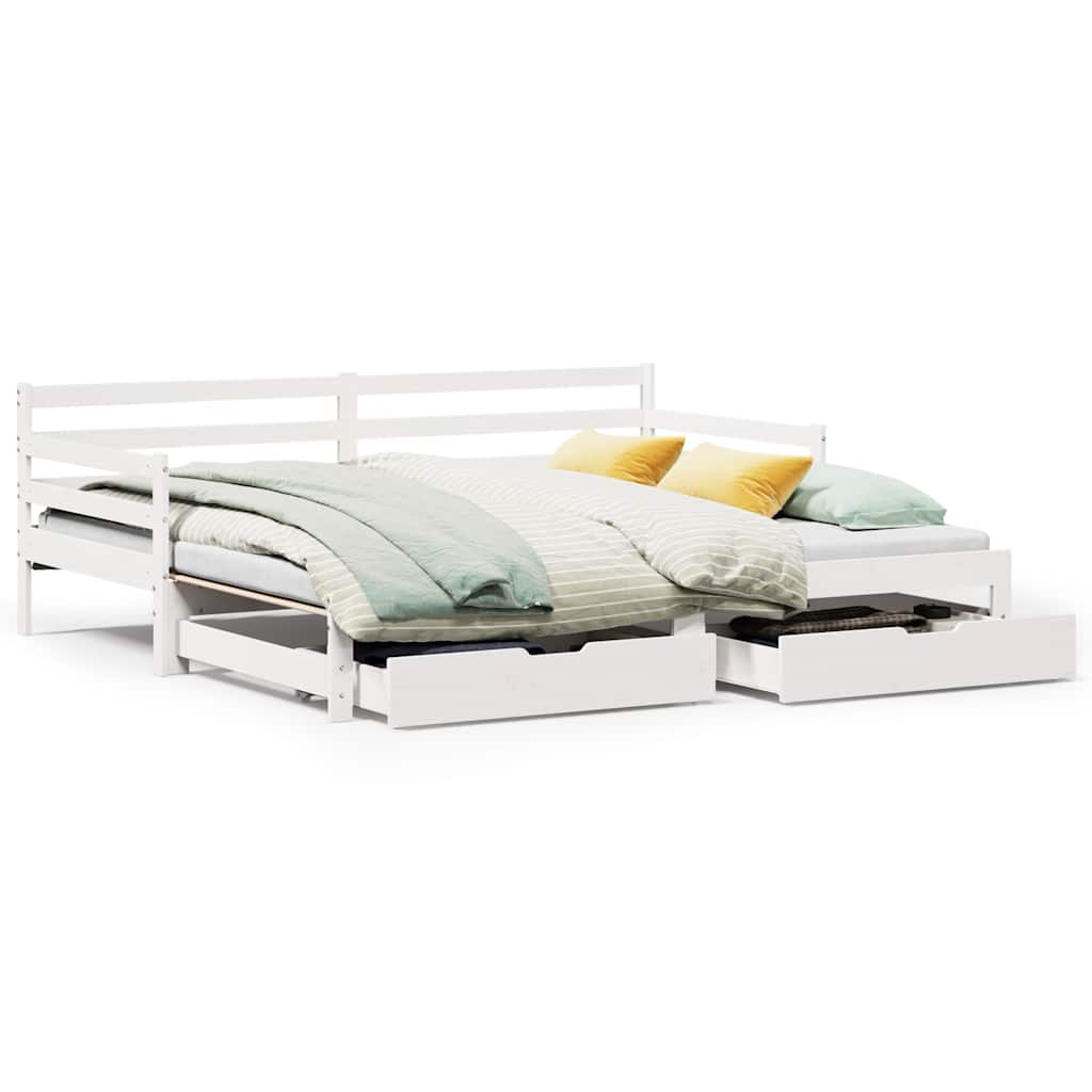 Letto Estraibile con Cassetti senza Materasso Bianco 90x190 cm | homemem39