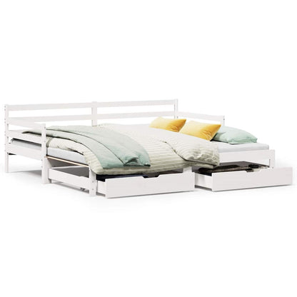 Letto Estraibile con Cassetti senza Materasso Bianco 90x190 cm | homemem39