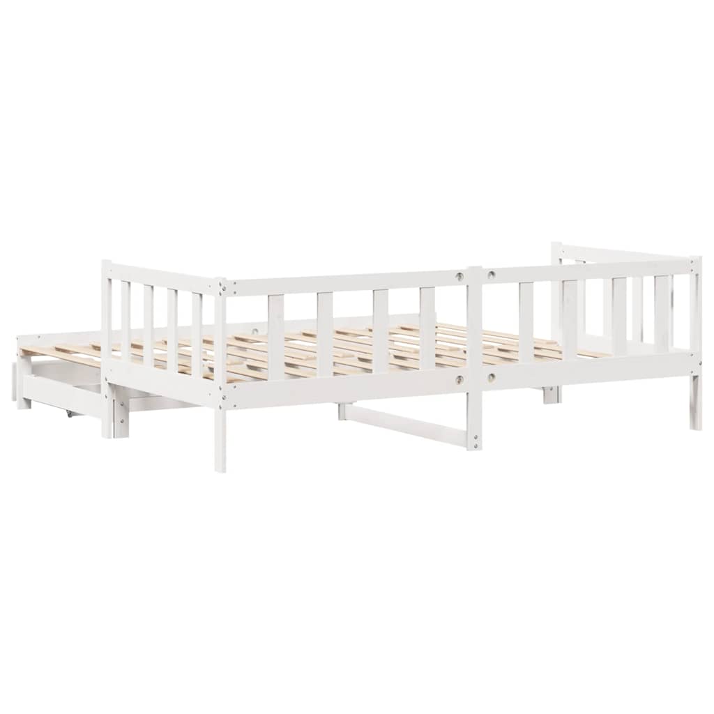 Letto Estraibile con Cassetti senza Materasso Bianco 90x200 cm