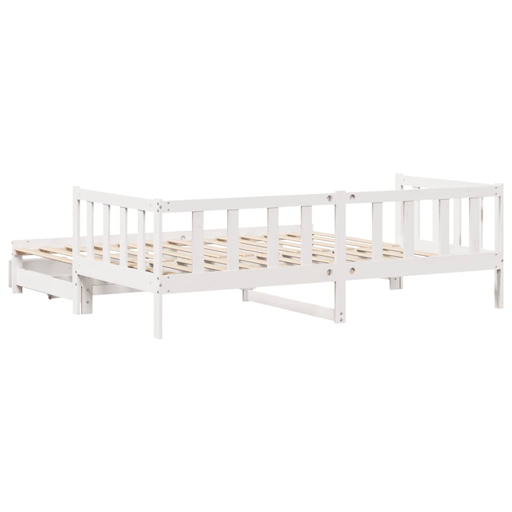 Letto Estraibile con Cassetti senza Materasso Bianco 90x200 cm