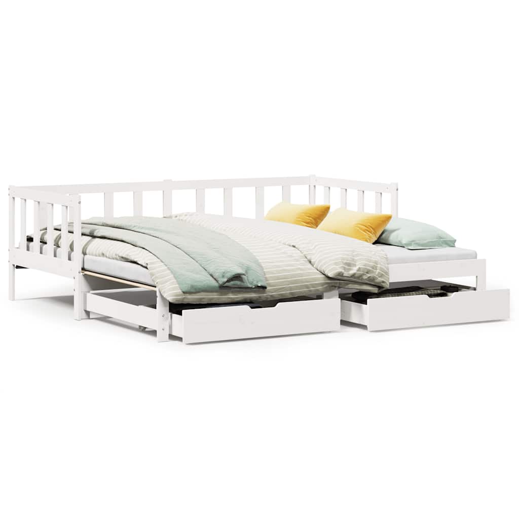 Letto Estraibile con Cassetti senza Materasso Bianco 90x190 cm - homemem39