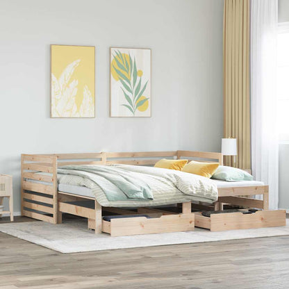 Dormeuse con Cassetti 90x200 cm Legno Massello Pino - homemem39