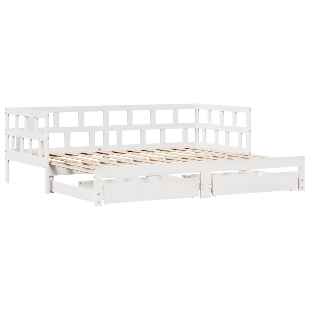 Letto Estraibile con Cassetti senza Materasso Bianco 90x200 cm